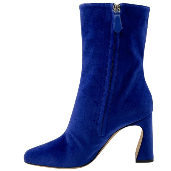 Alberta Ferretti Cobalt Blue Velvet Booties - Picture 3 of 6